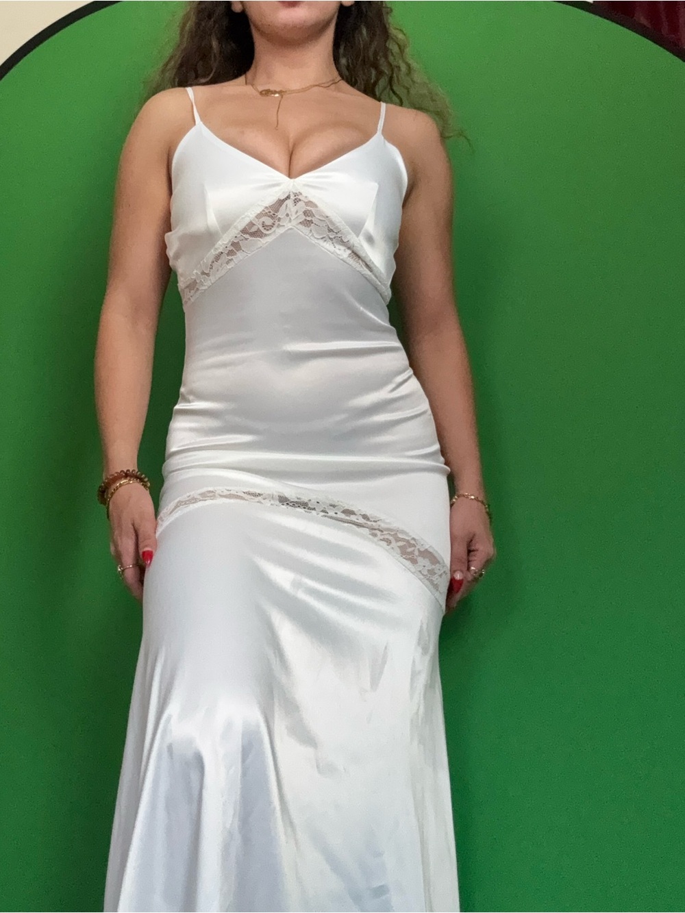 Silk Lace-Trim White Slip Dress - Women Intimates